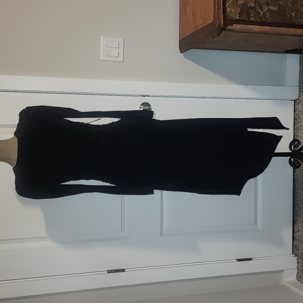 NWT Express Velvet Ruched Side Asymmetrical Midi Dre